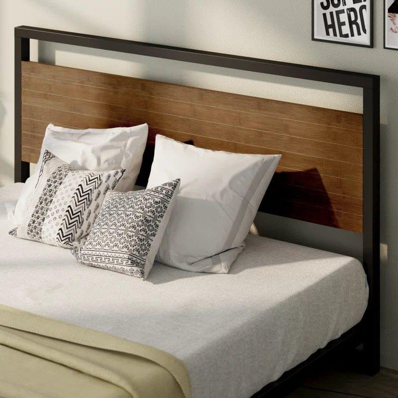 Karlie Bed Frame with Deatiled Wood Headboard - Ouch Cart 