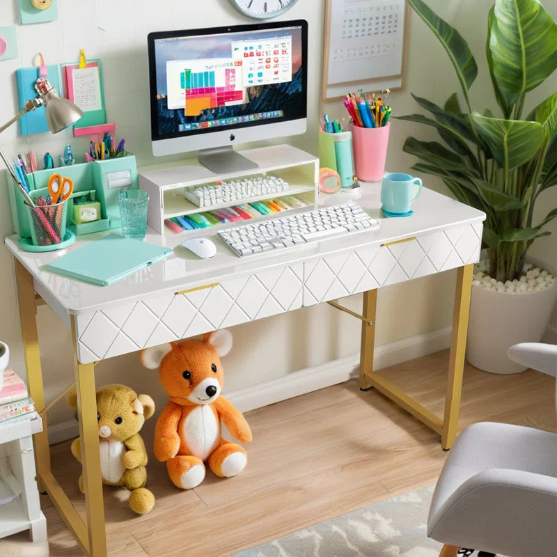 39.4"W Computer Desk with Drawers