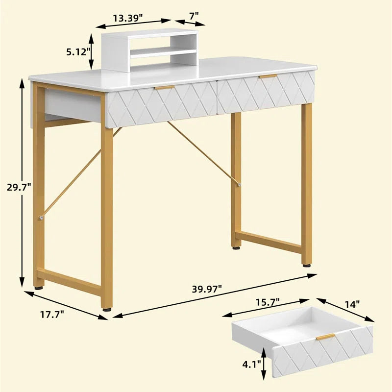 39.4"W Computer Desk with Drawers