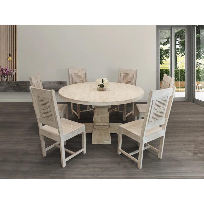 7 - Piece Solid Wood Pedestal Dining Set - Ouch Cart 