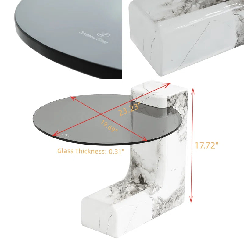 Modern Glass Coffee Table with L-Shaped Legs | Chic Small Center Table for Living Room & Office