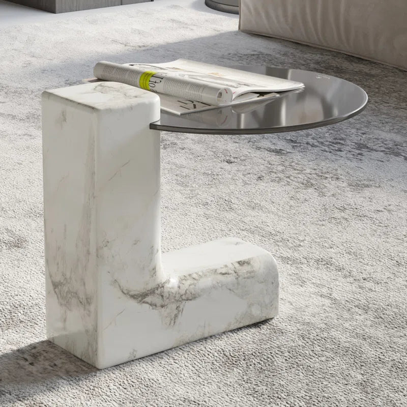 Modern Glass Coffee Table with L-Shaped Legs | Chic Small Center Table for Living Room & Office