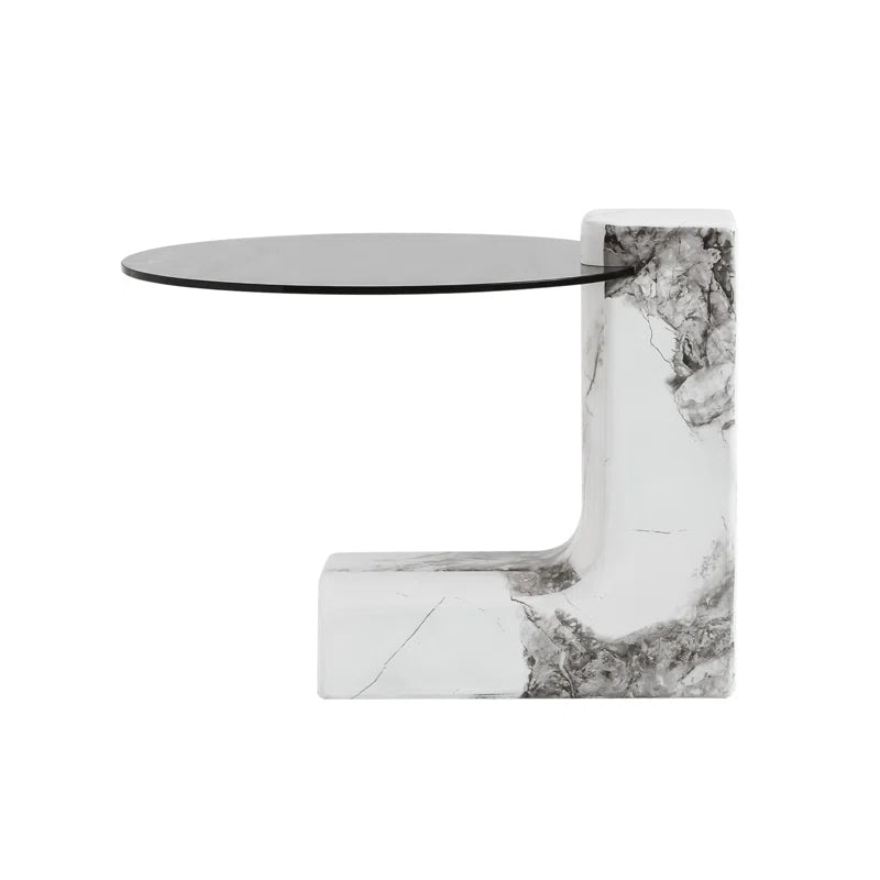 Modern Glass Coffee Table with L-Shaped Legs | Chic Small Center Table for Living Room & Office