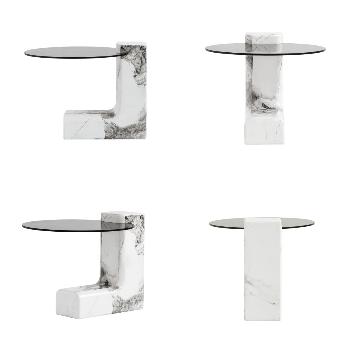 Modern Glass Coffee Table with L-Shaped Legs | Chic Small Center Table for Living Room & Office