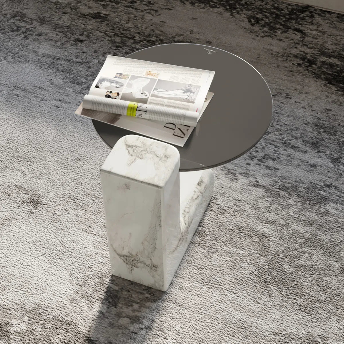Modern Glass Coffee Table with L-Shaped Legs | Chic Small Center Table for Living Room & Office