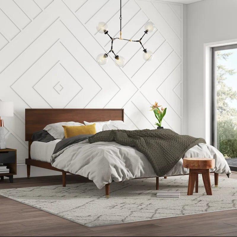 Kiesel Solid Wood Bed Frame with Headboard - Ouch Cart 