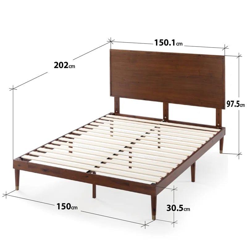 Kiesel Solid Wood Bed Frame with Headboard - Ouch Cart 