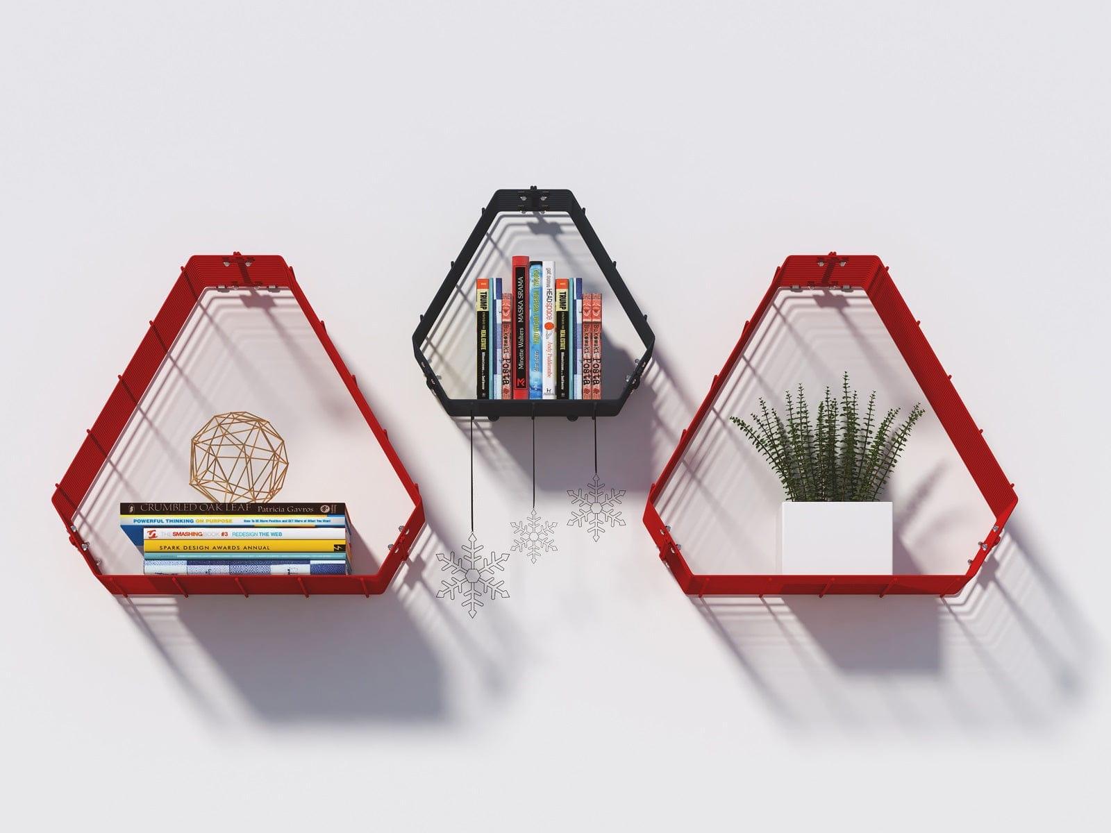 WALL DECOR SHELF 1 UNI SHELF GREY , RED - Ouch Cart 