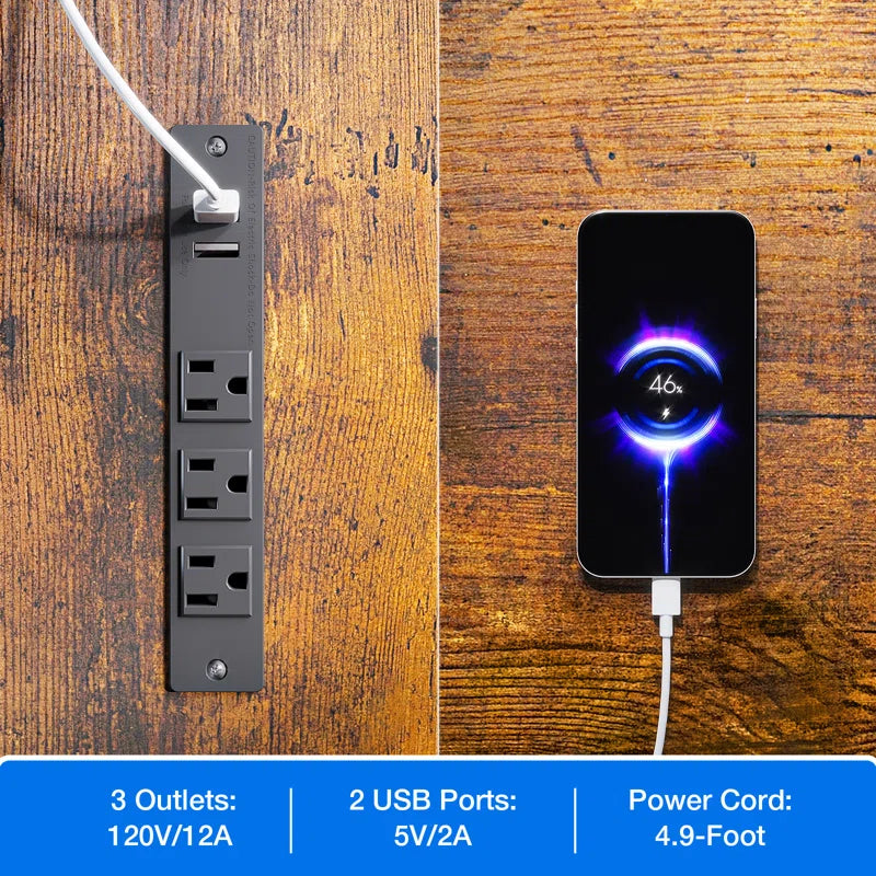 L-Shape Gaming Desk with Built in Outlets,Computer Desk with Monitor Stand