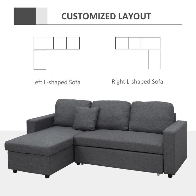 Koryn 2 - Piece Upholstered Corner Sofa Come Bed - Ouch Cart 