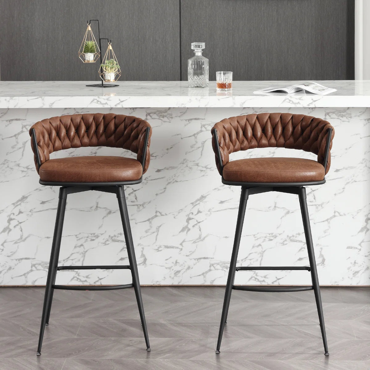 Ymberlynn Low Back Swivel Bar & Counter Stools with Metal Frame (2-Pack)