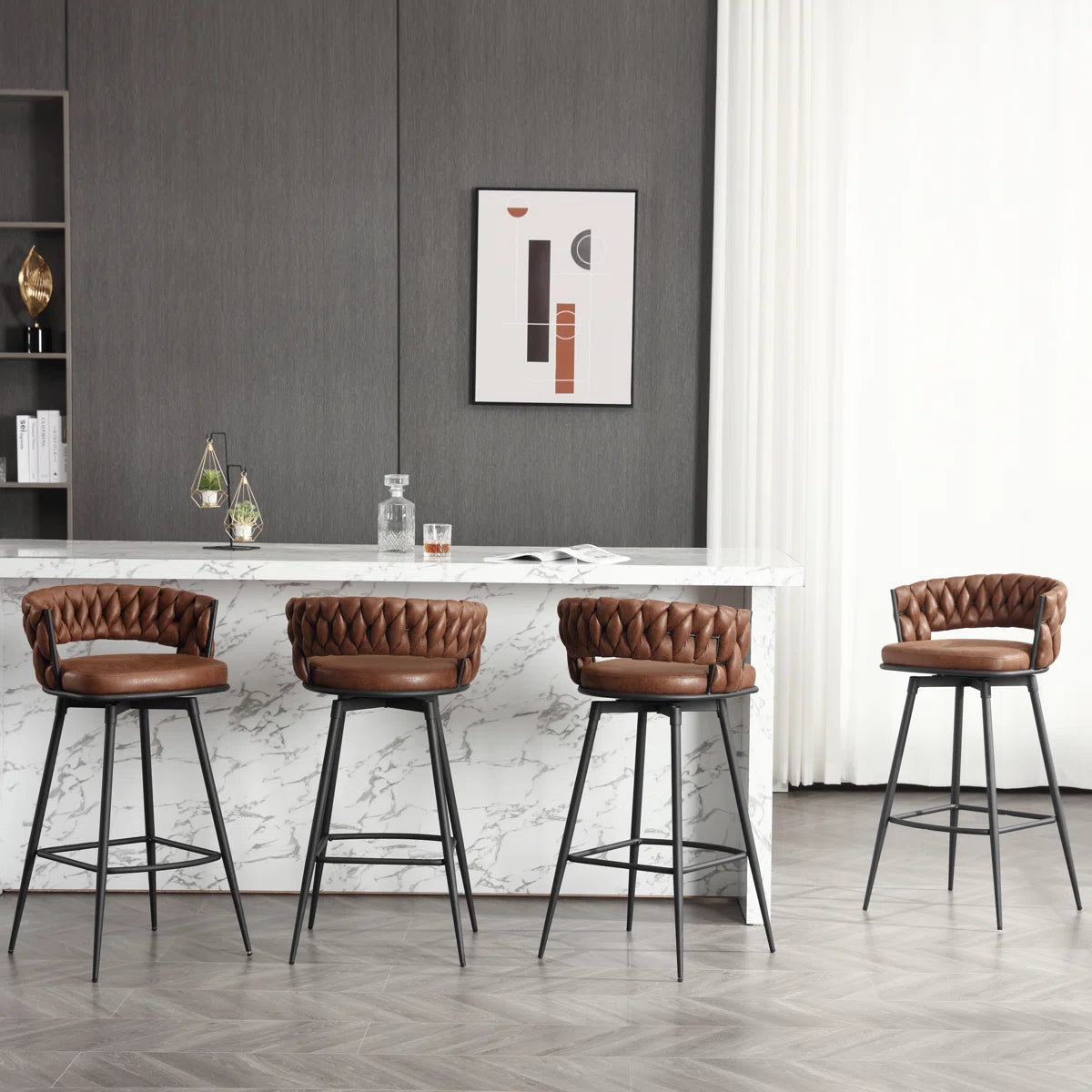 Ymberlynn Low Back Swivel Bar & Counter Stools with Metal Frame (2-Pack)