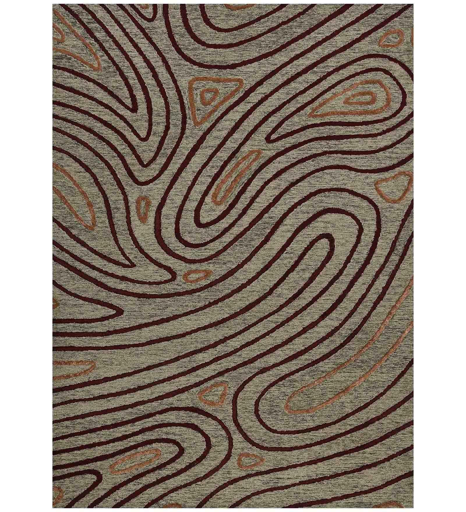 KHAKI Wool & Viscose Canyan 5x8 Feet Hand-Tufted Carpet - Rug - Ouch Cart 