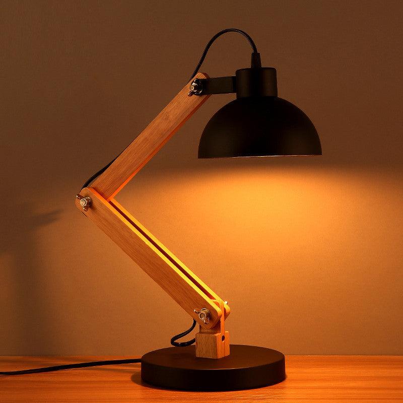 Modern Nordic Wood & Metal Study Lamp With Black Base By Ss Lightings - Ouch Cart 