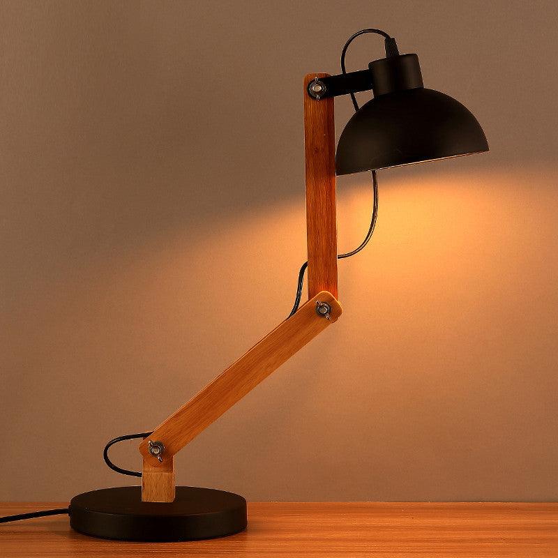 Modern Nordic Wood & Metal Study Lamp With Black Base By Ss Lightings - Ouch Cart 