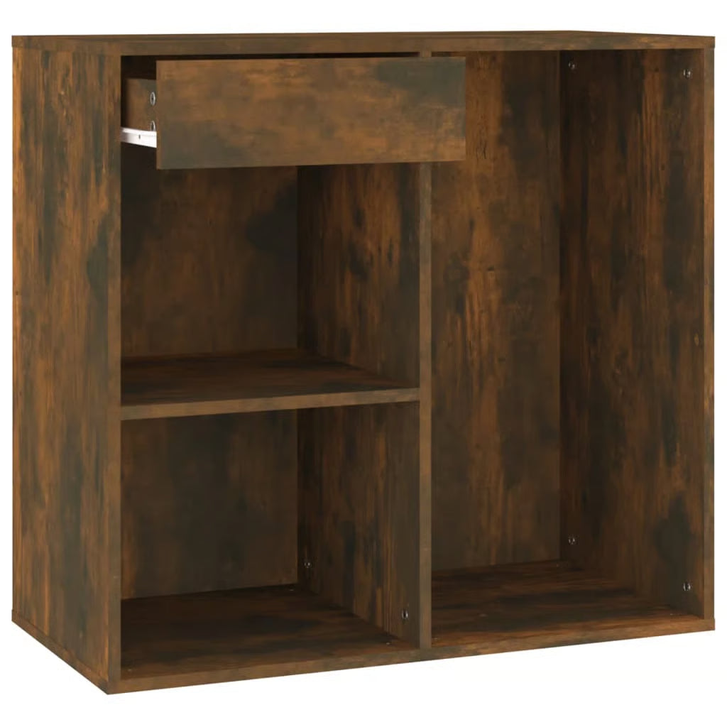 LED Dressing Table With Cabinet Smoked Oak Engineered Wood