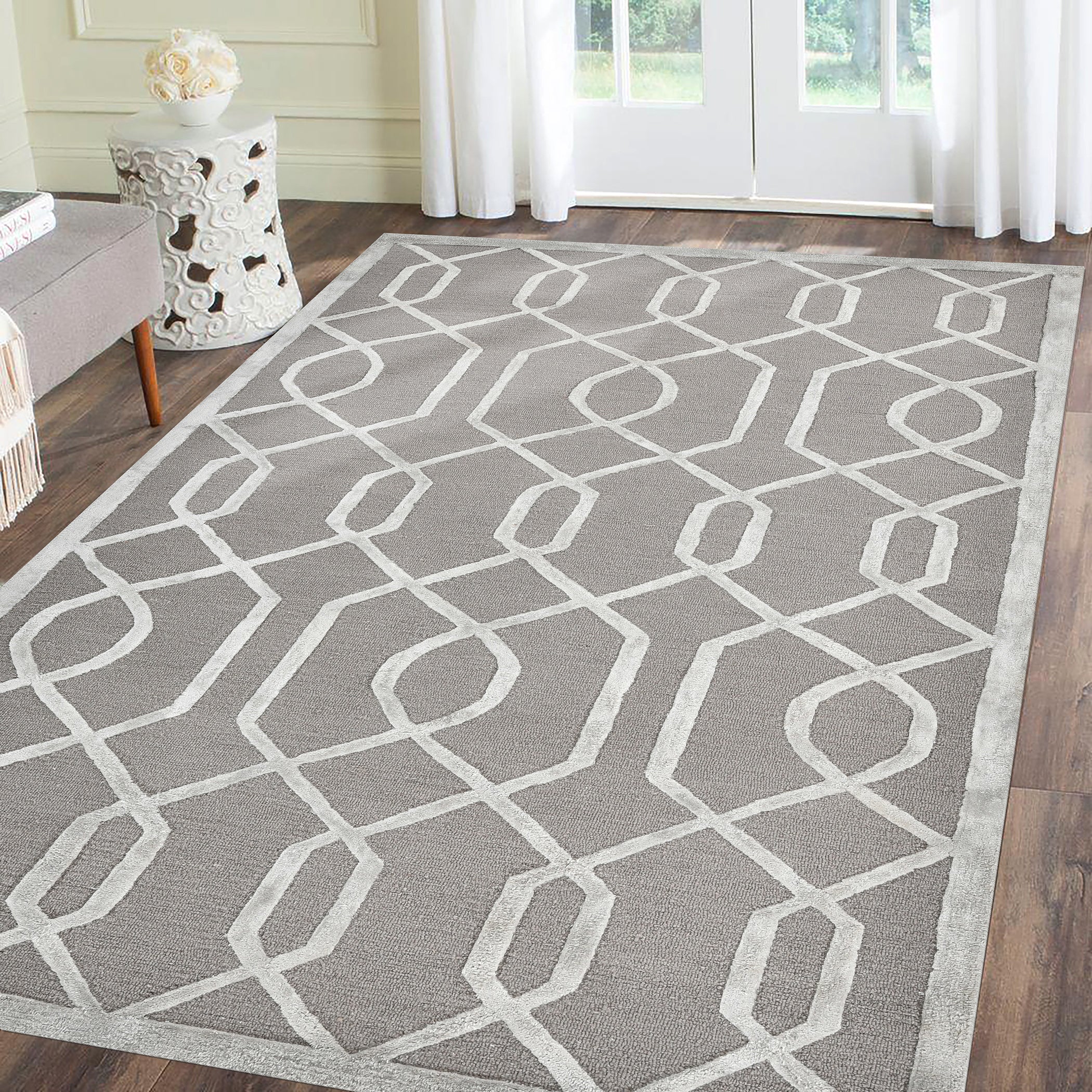 Saraswati Global Rug Handmade,Premium  Wool, Area Rug, 5x8 Elegant Designs, Anti-Skid & Anti Slip Backing Carpet , Ideal for Bedroom, Living Room, and Dining Room, Kids Room, Office Rug.