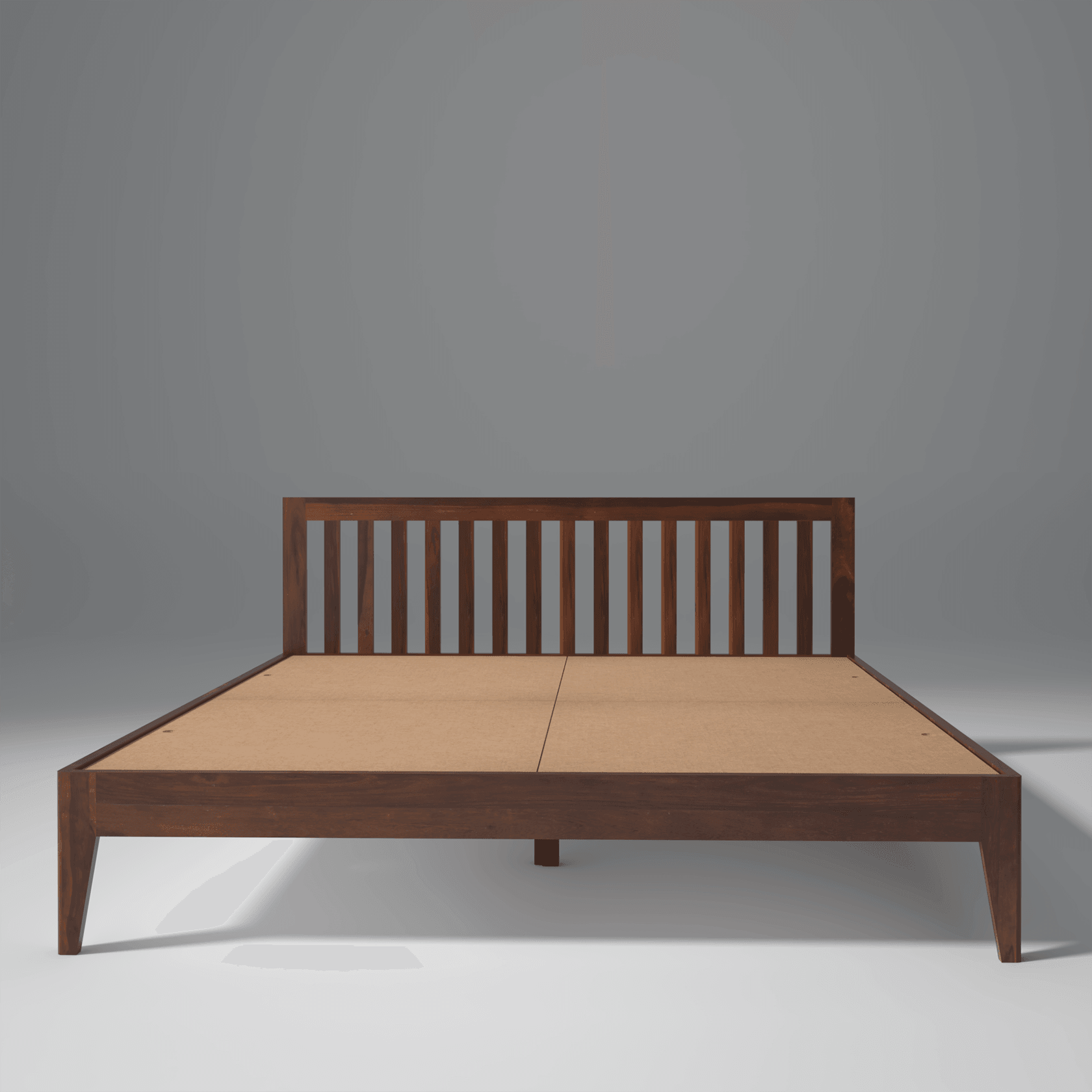 Luxy Low Sheesham Wood Bed In Light Rosewood Without Box Storage