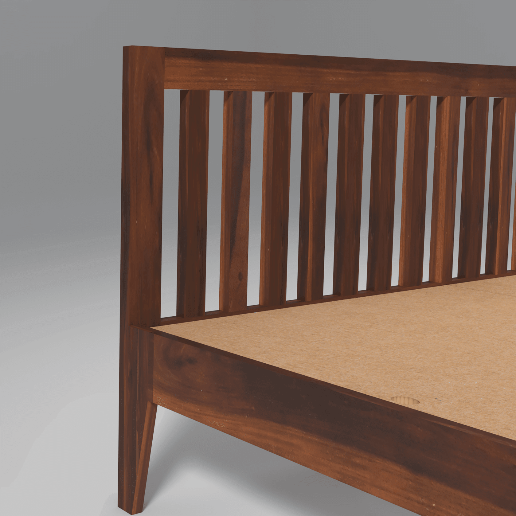 Luxy Low Sheesham Wood Bed In Light Rosewood Without Box Storage