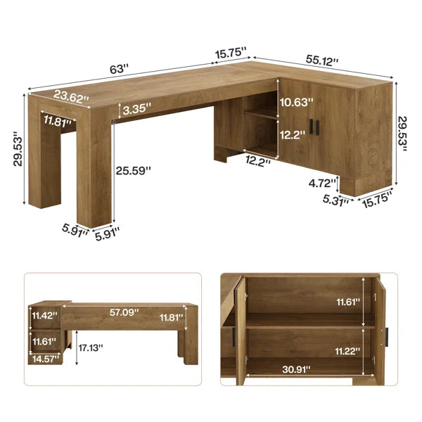 Ouch Cart L-Shaped Office Desk with Storage