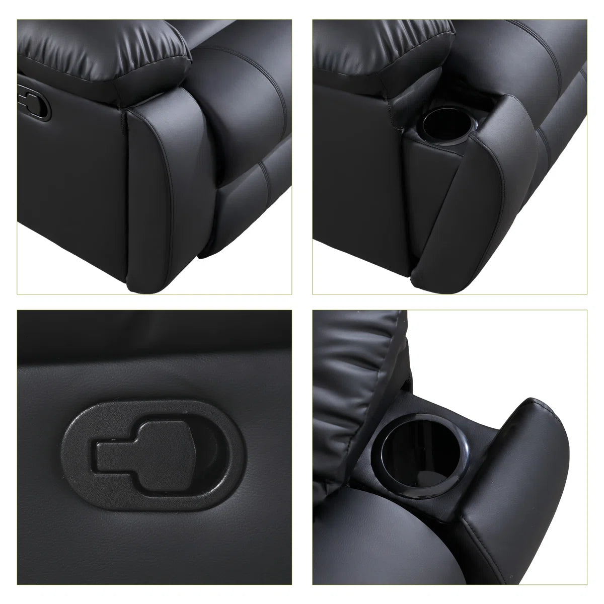 Modern Configurable Manual Reclining Leather Sofa Set