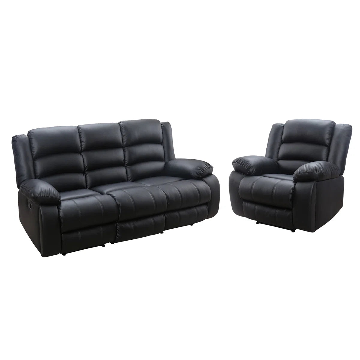 Modern Configurable Manual Reclining Leather Sofa Set