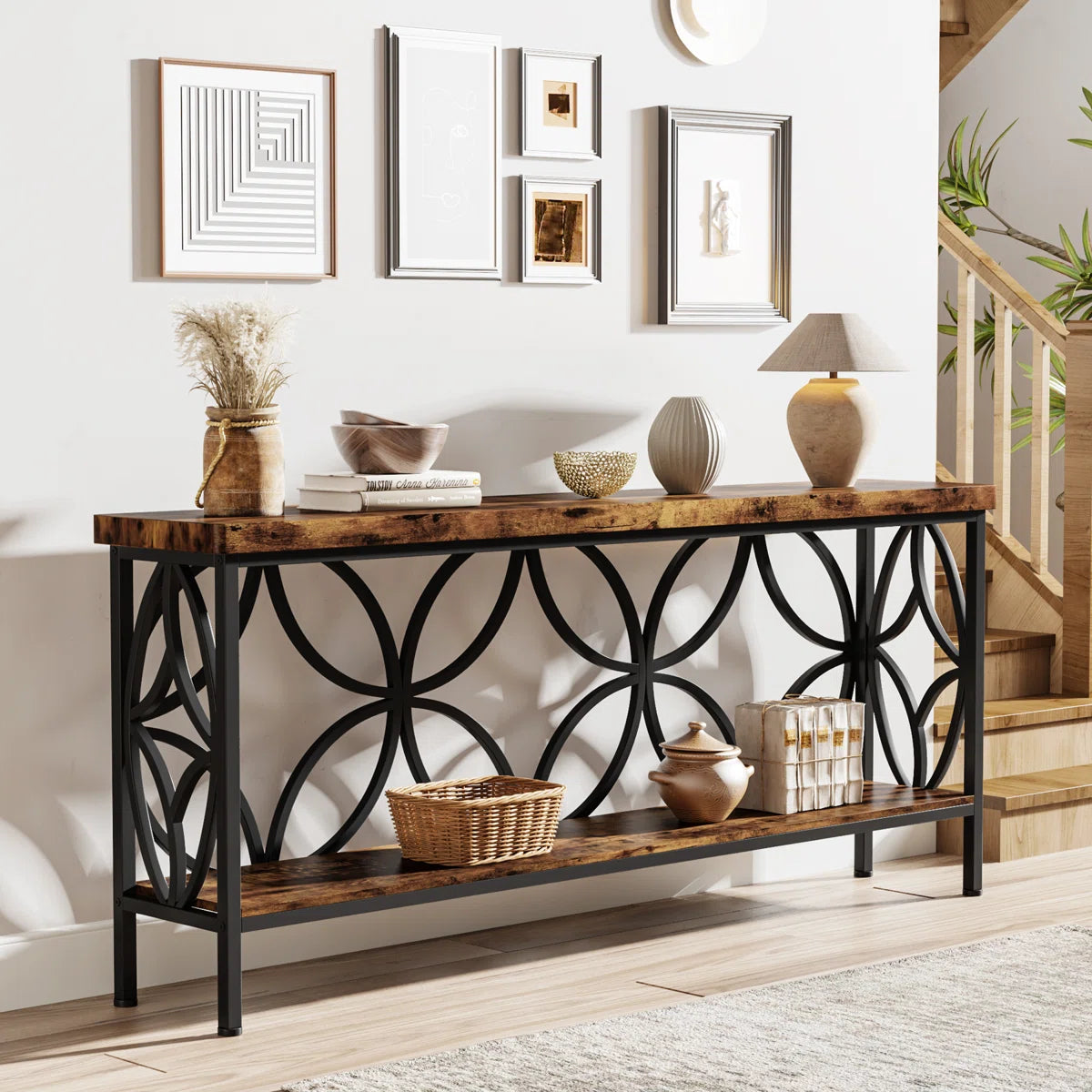Exquisite Lattice Frame Sofa Table