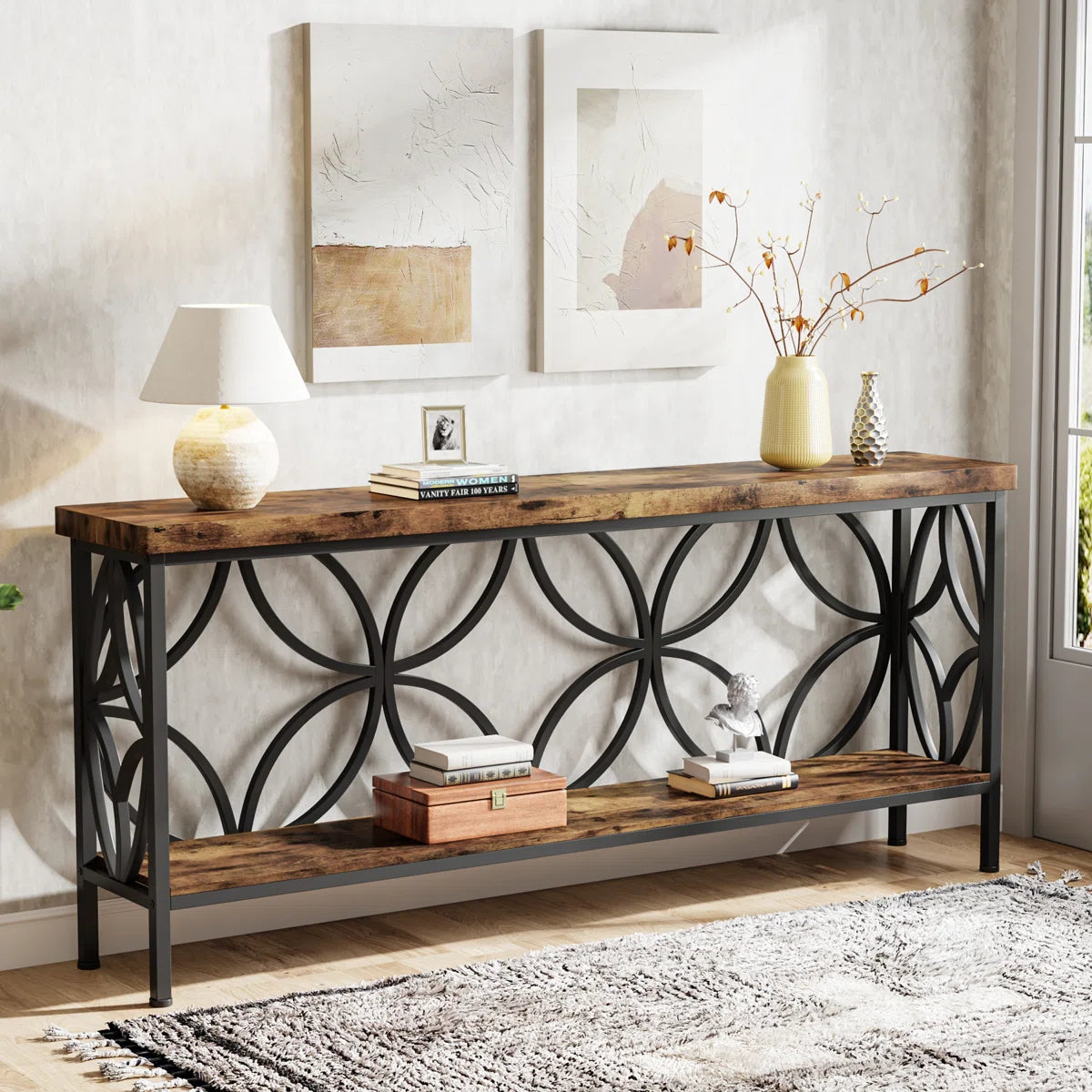 Exquisite Lattice Frame Sofa Table