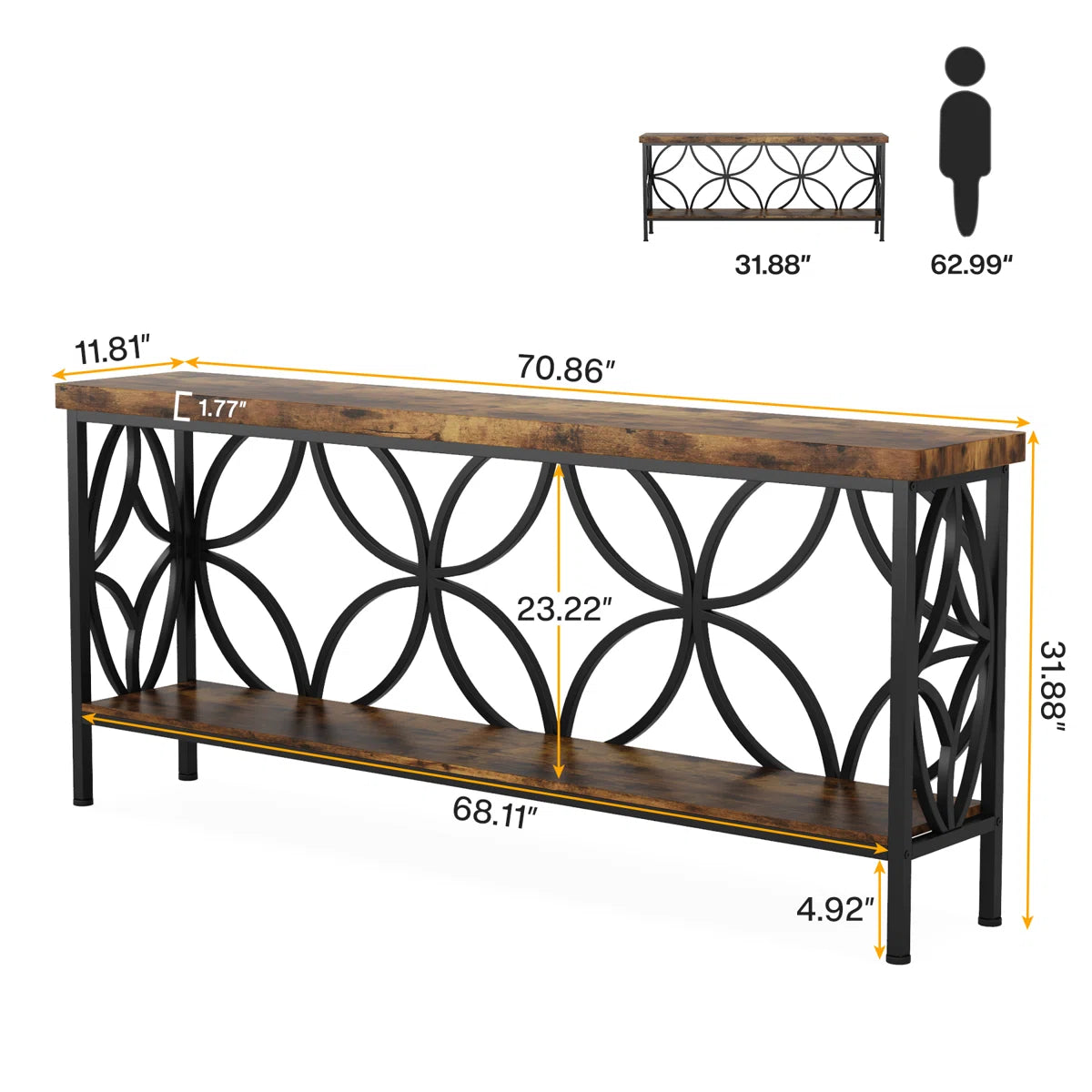 Exquisite Lattice Frame Sofa Table