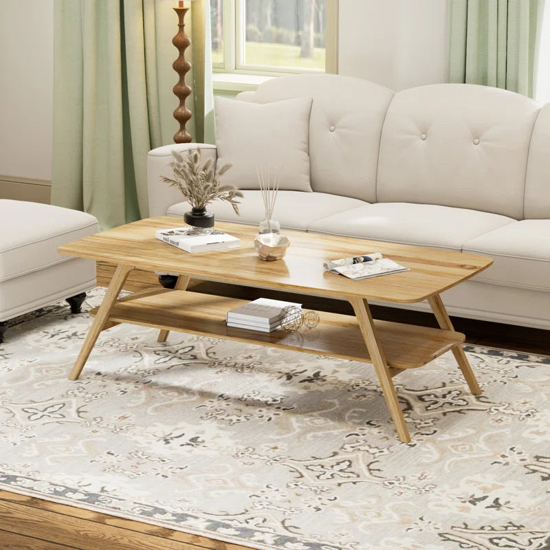 Wide Solid Wood Coffee Table