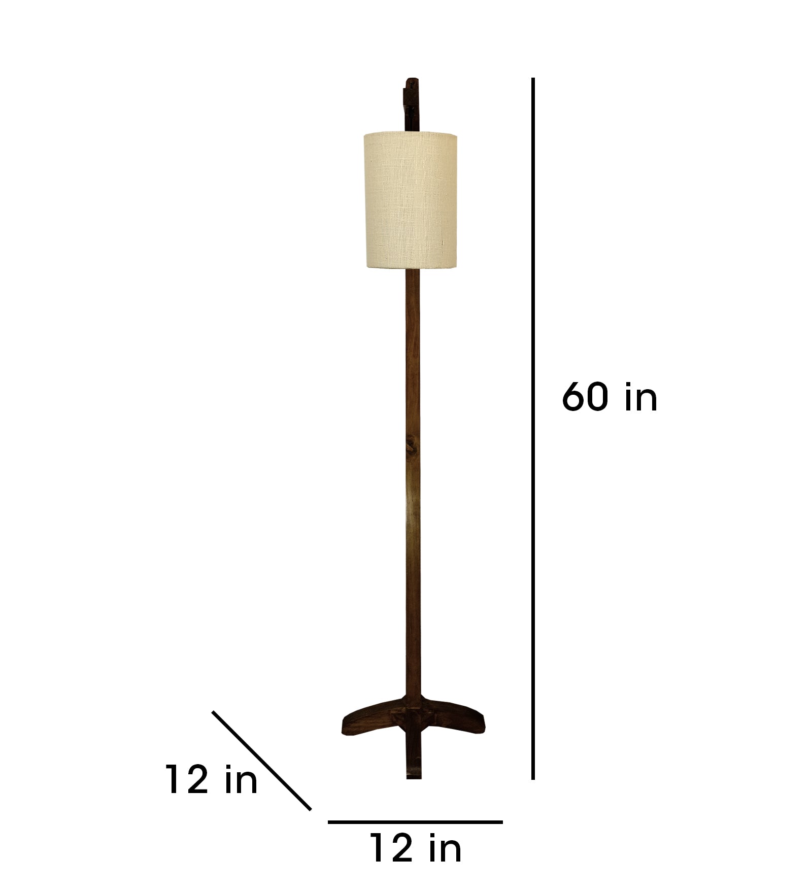 Leo Wooden Floor Lamp with Brown Base and Jute Fabric Lampshade (BULB NOT INCLUDED)