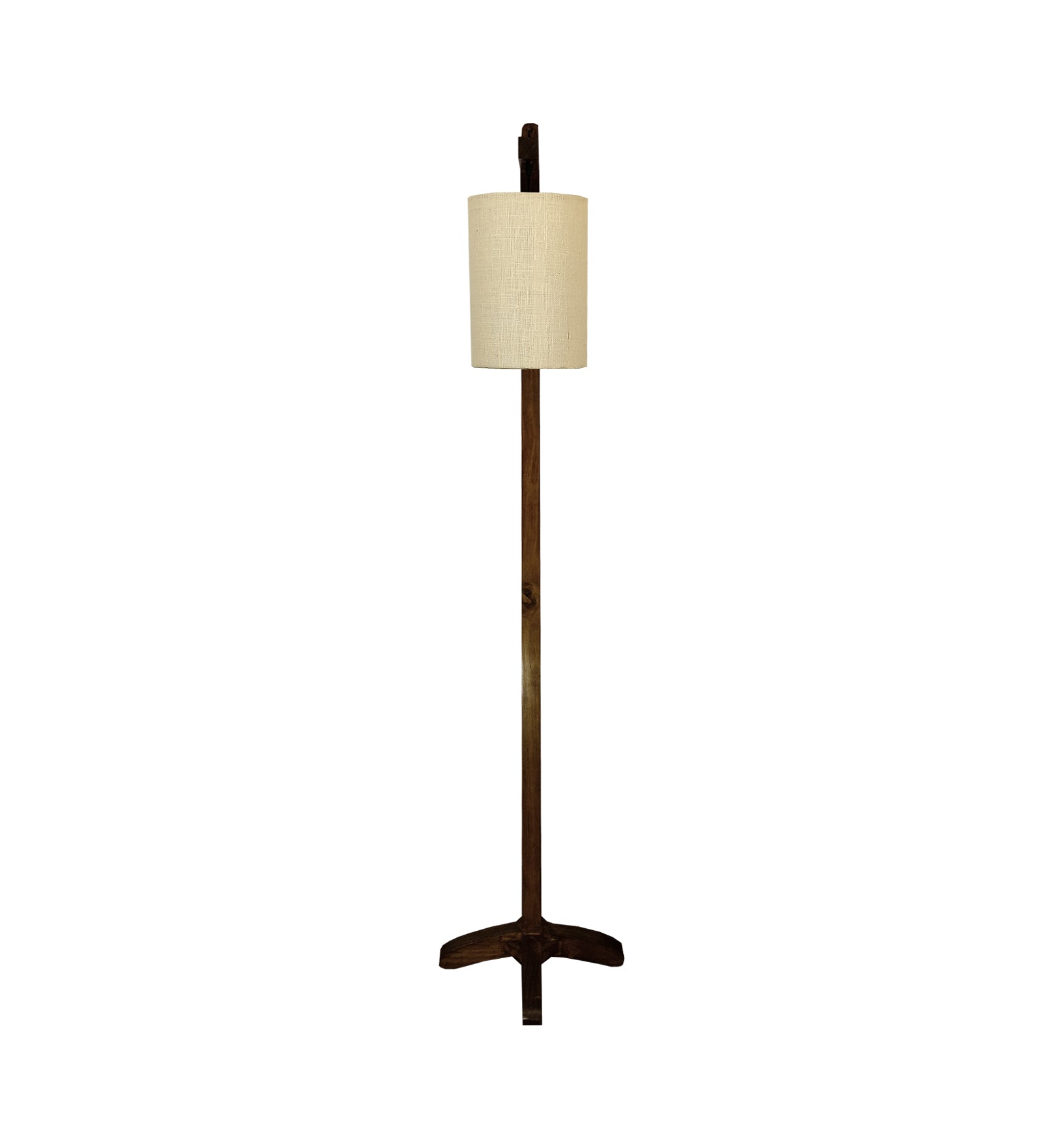 Leo Wooden Floor Lamp with Brown Base and Jute Fabric Lampshade (BULB NOT INCLUDED)