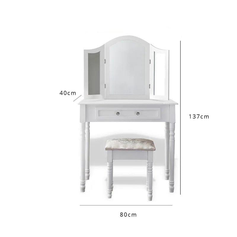 Modern Makeup Vanity Desk with Mirror, One Drawer - Dressing Table Set with Mirror - Ouch Cart 