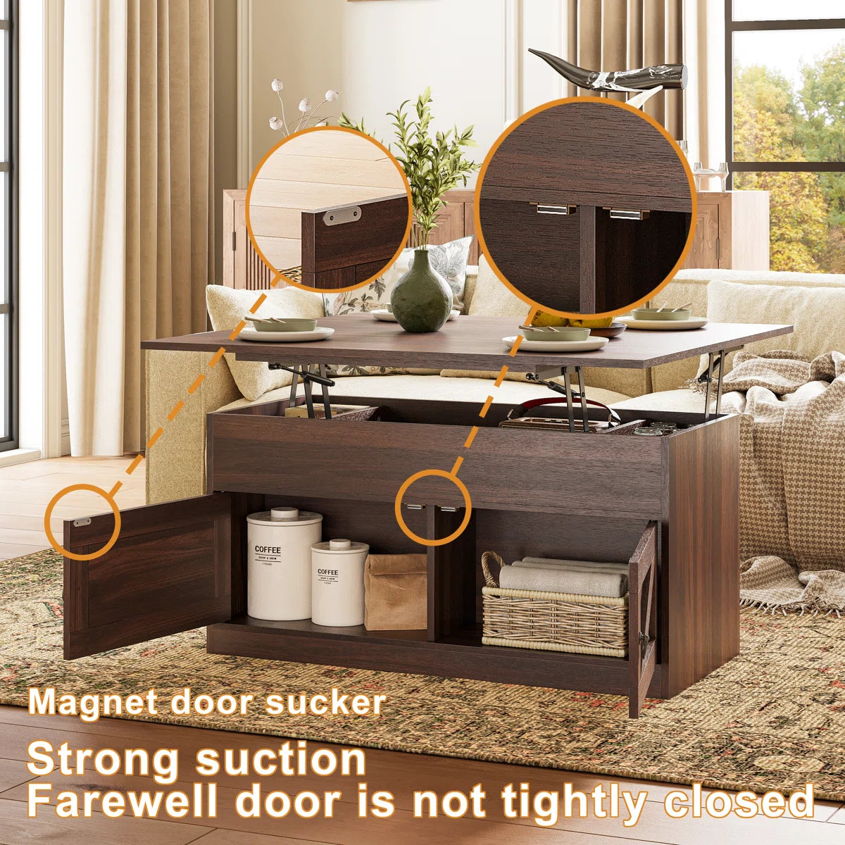 Lift Top Farmhourse Coffee Table With Storage
