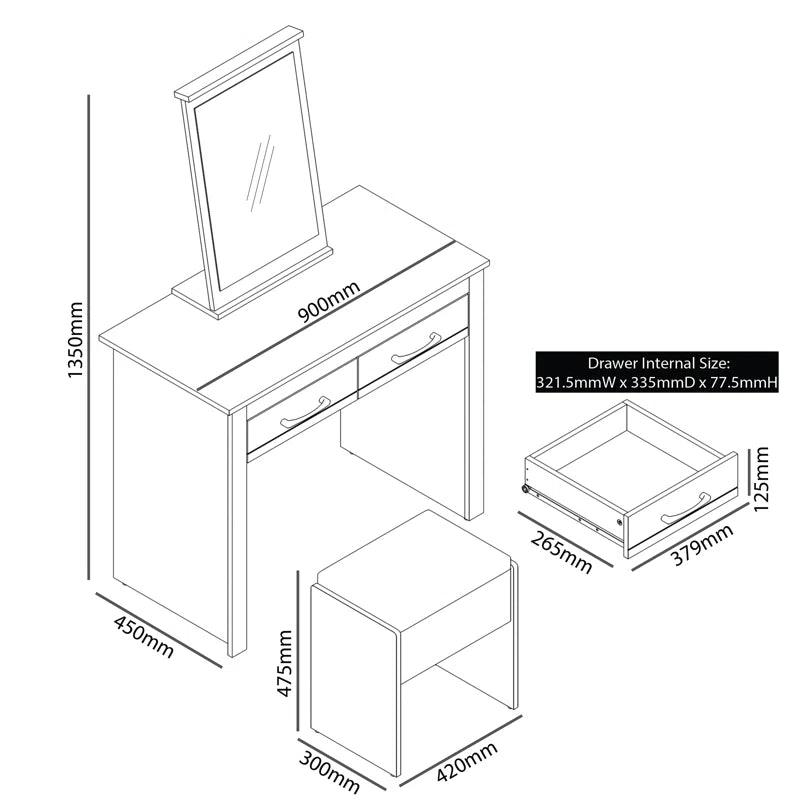 Marie Dressing Table with Mirror - Ouch Cart 