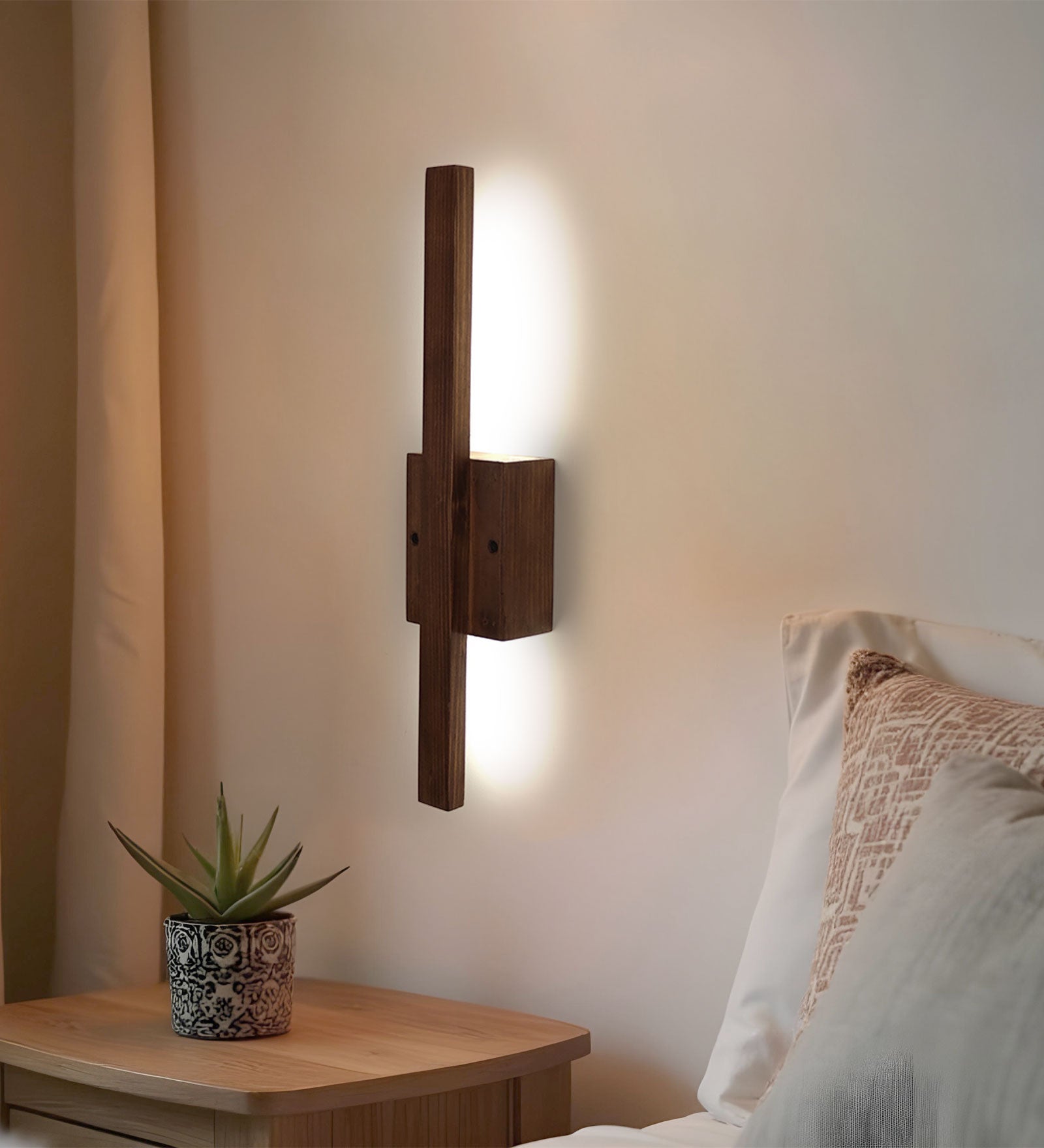 Lineo Brown Wooden LED Wall Light (BULB NOT INCLUDED)