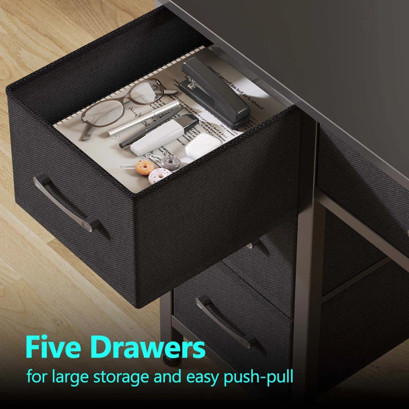 Computer Desk with Drawers and Monitor Shelf, Gaming Desk with RGB LED Lights & USB Ports