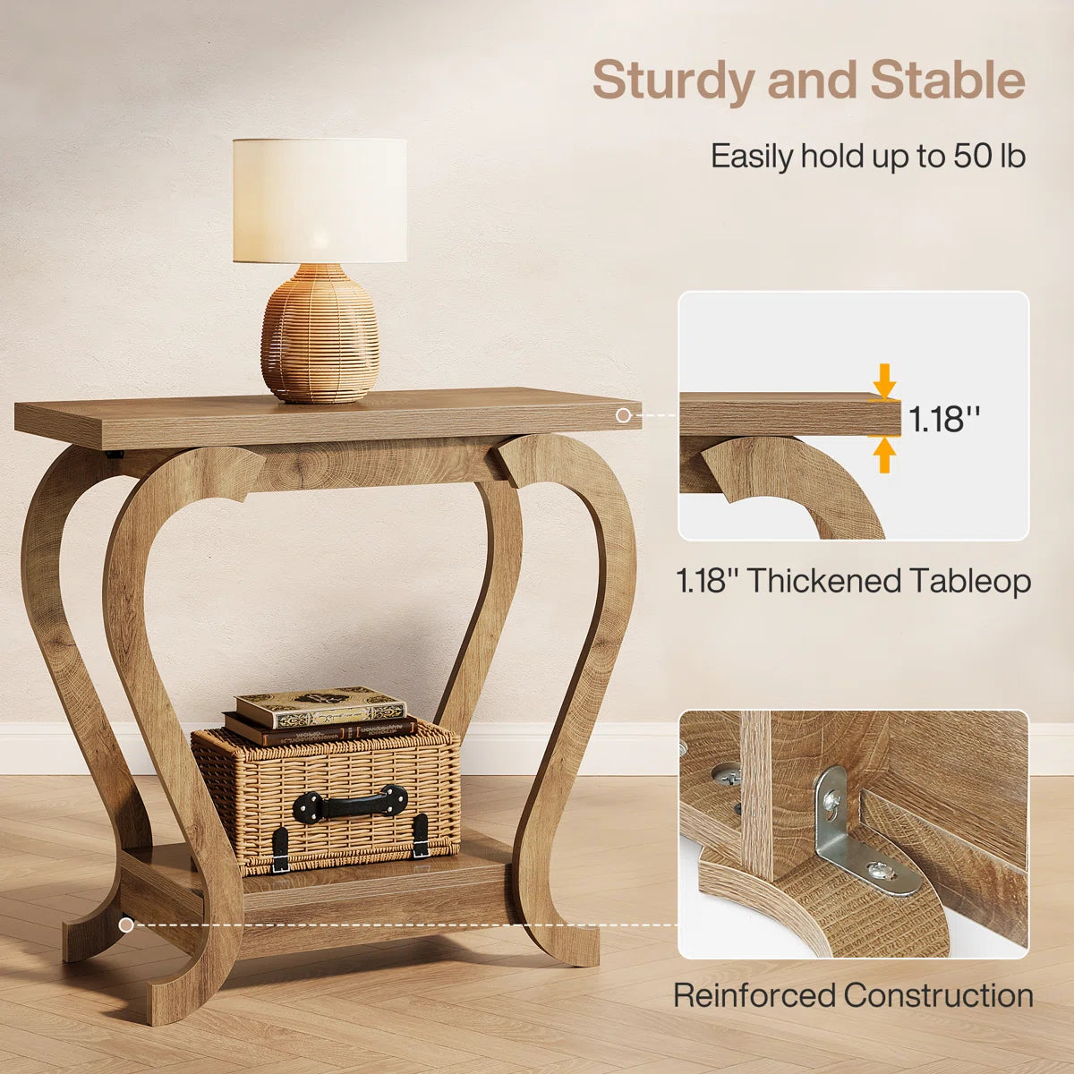 Modern Wooden End Table with Storage Shelf