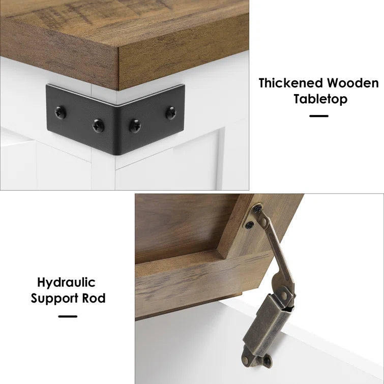 Farmhouse Square Storage Coffee Table with Hinged Lift Top