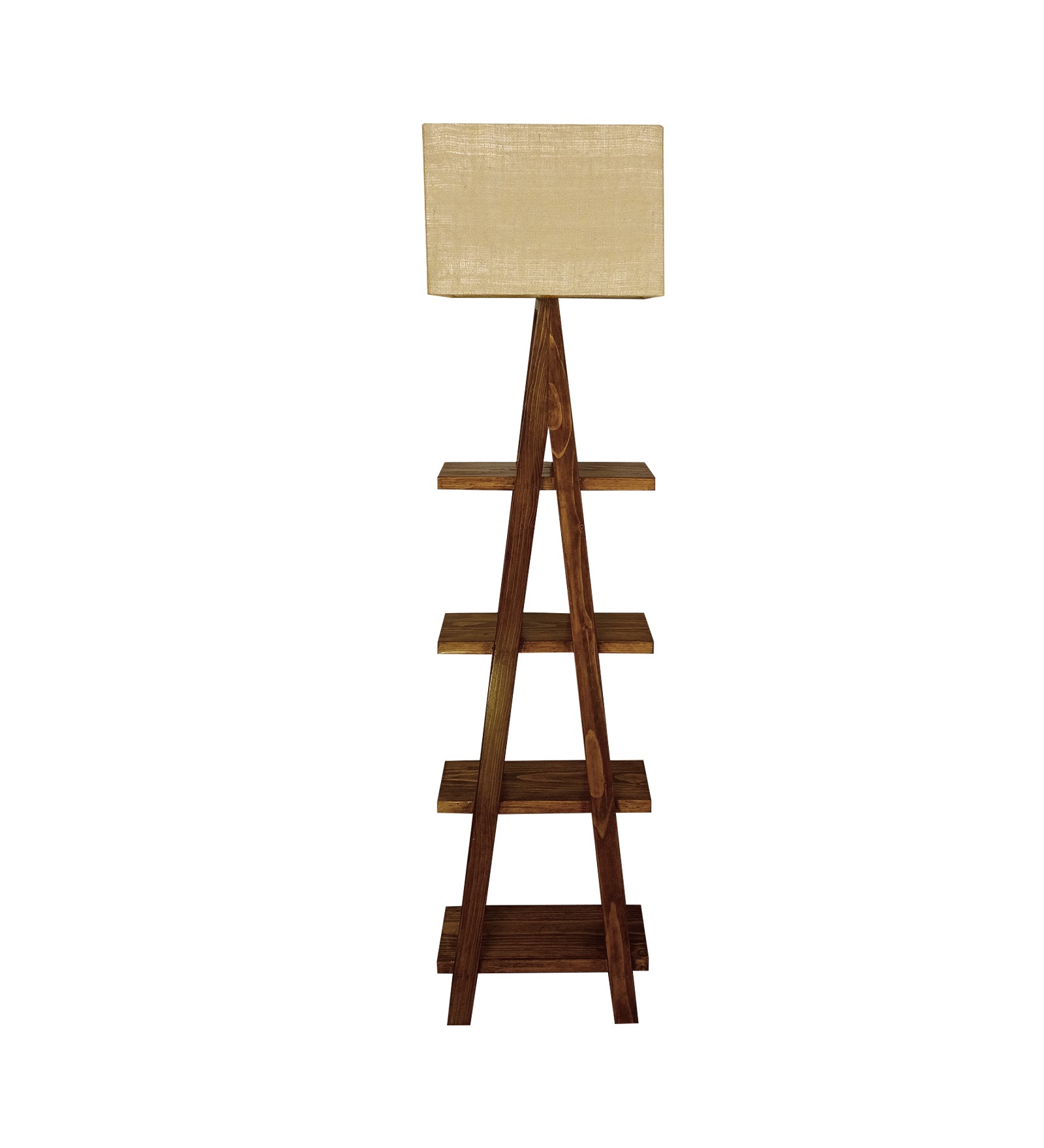 Louise Wooden Floor Lamp with Brown Base and Jute Fabric Lampshade (BULB NOT INCLUDED)