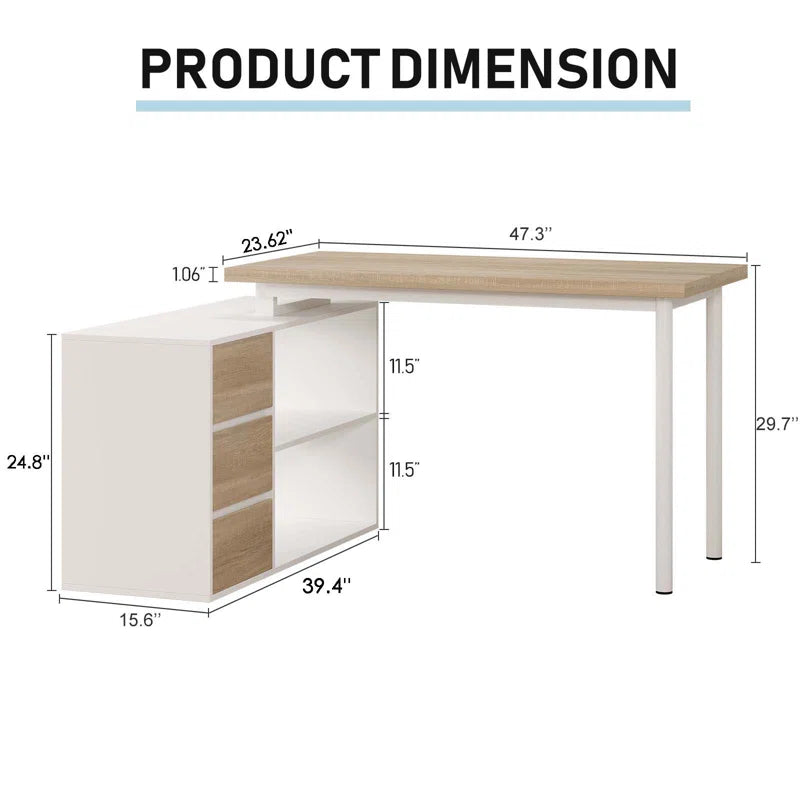Spacious and Stylish: 47.3'' W L-Shaped Writing Desk for an Efficient Workspace
