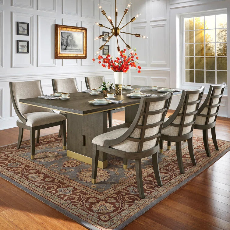 Brown Finish Gold Metal  Dining Set - 7-Piece