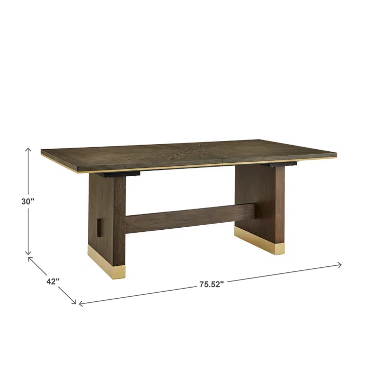 Brown Finish Gold Metal  Dining Set - 7-Piece