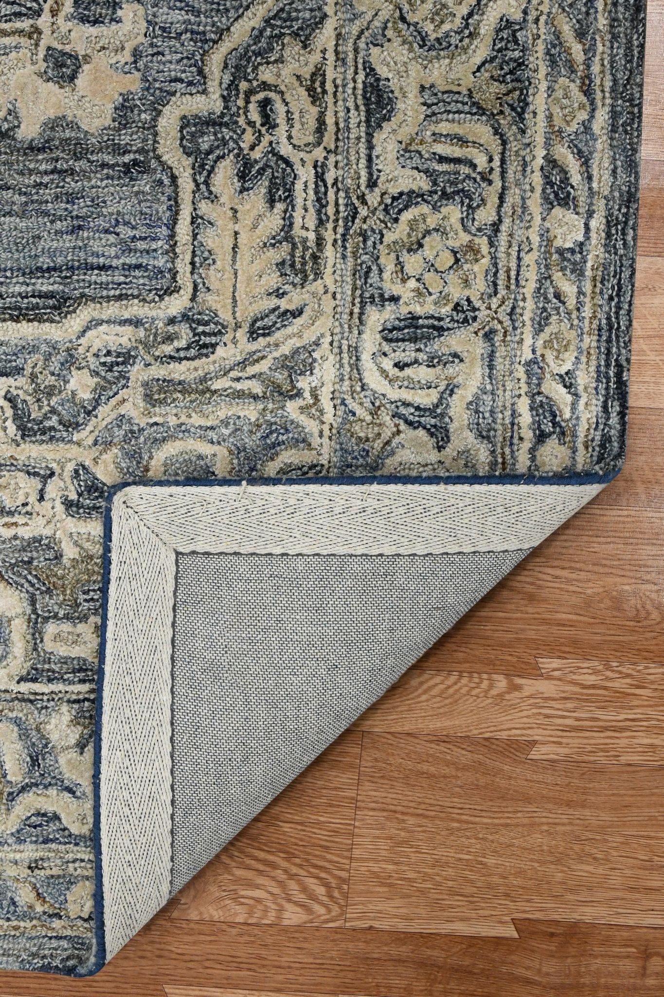 Denim-Gray Wool & Viscose Vestige 8X10 Feet  Hand-Tufted Carpet - Rug