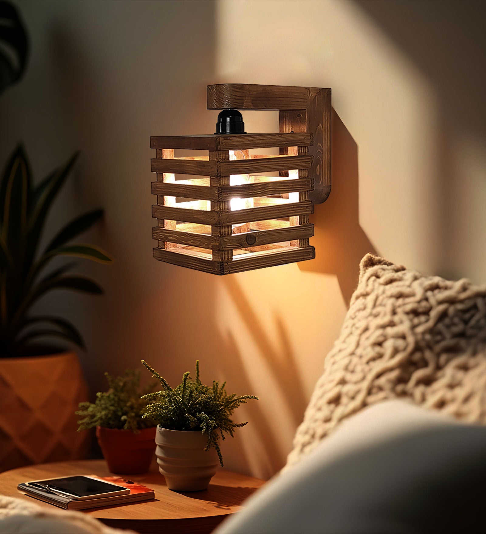 Lyon Brown Wooden Wall Light (BULB NOT INCLUDED)