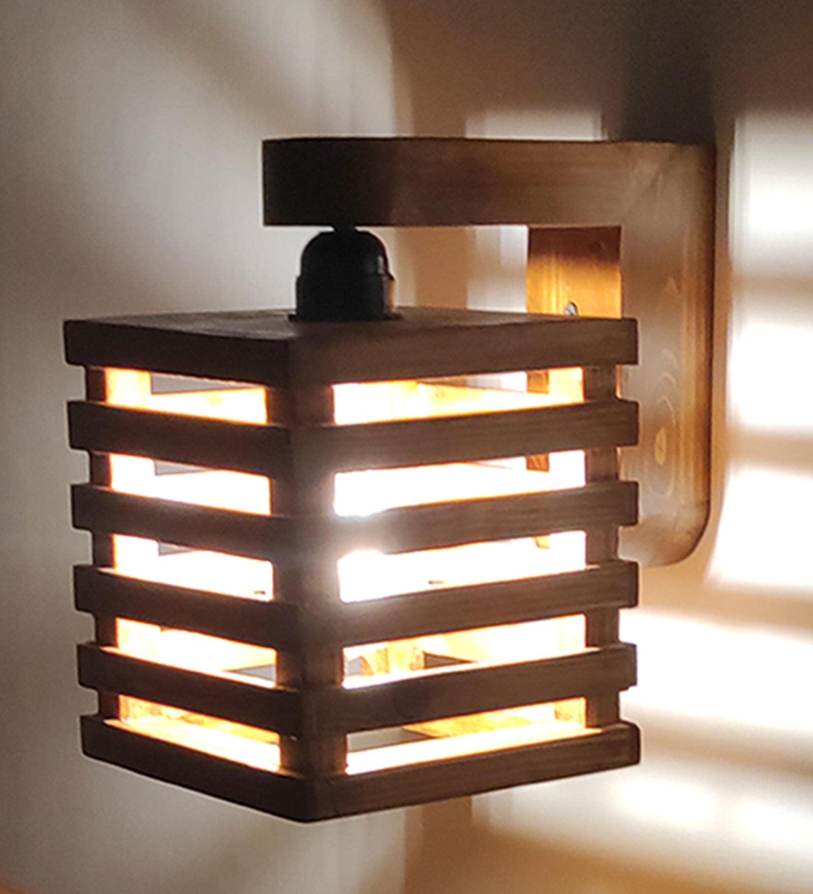 Lyon Brown Wooden Wall Light (BULB NOT INCLUDED)