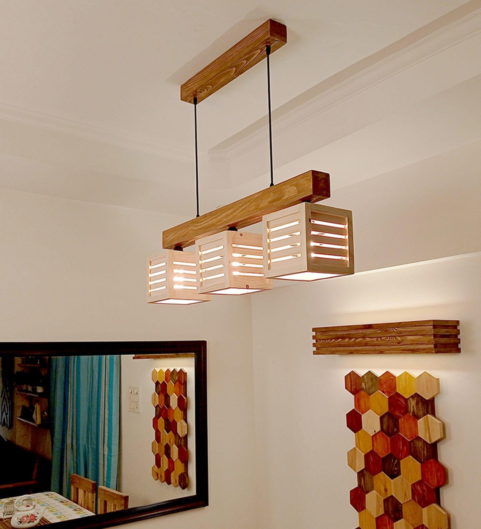 Lyon Beige & Brown Wooden Series Hanging Lamp (BULB NOT INCLUDED) - Ouch Cart 