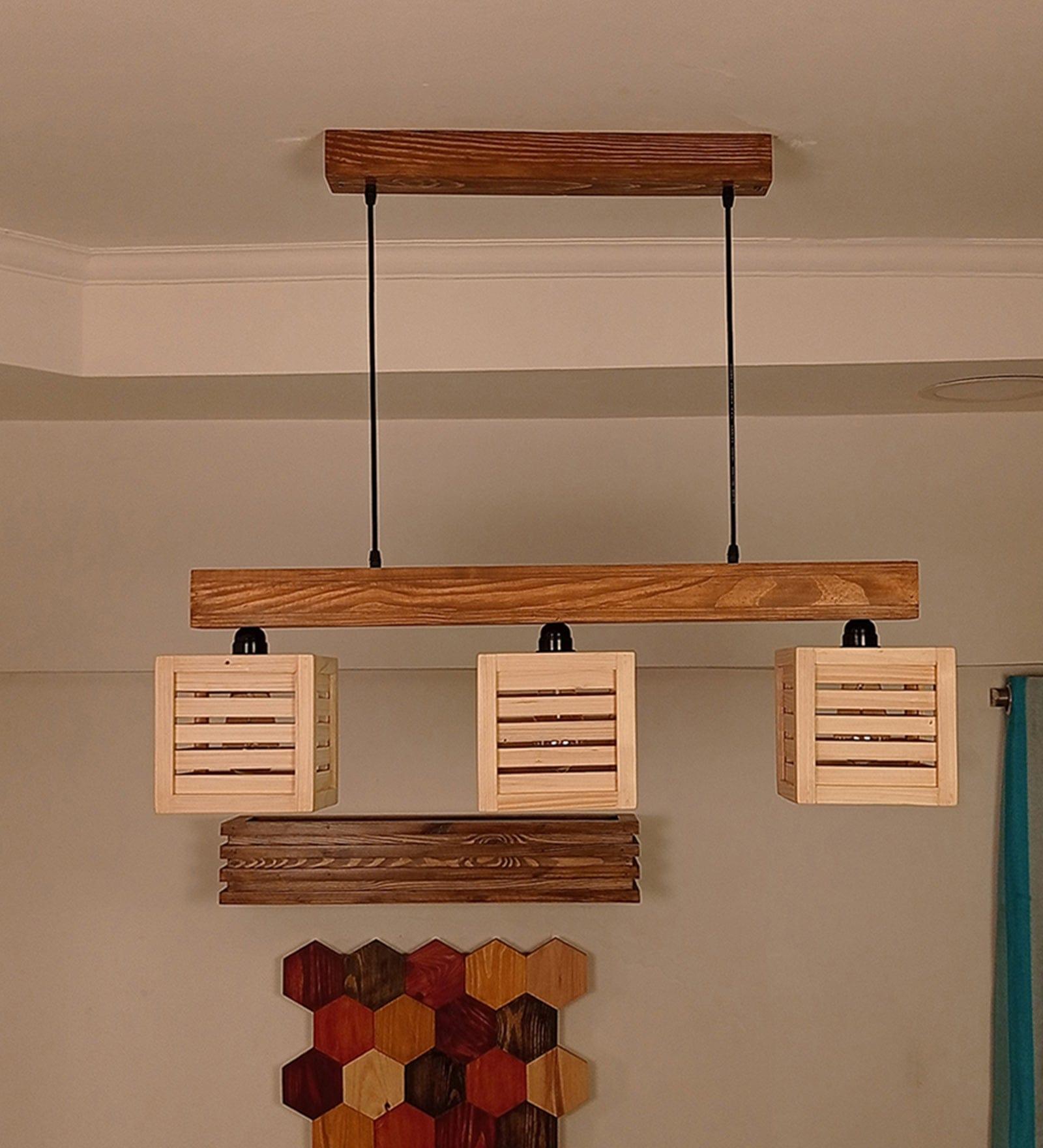 Lyon Beige & Brown Wooden Series Hanging Lamp (BULB NOT INCLUDED) - Ouch Cart 