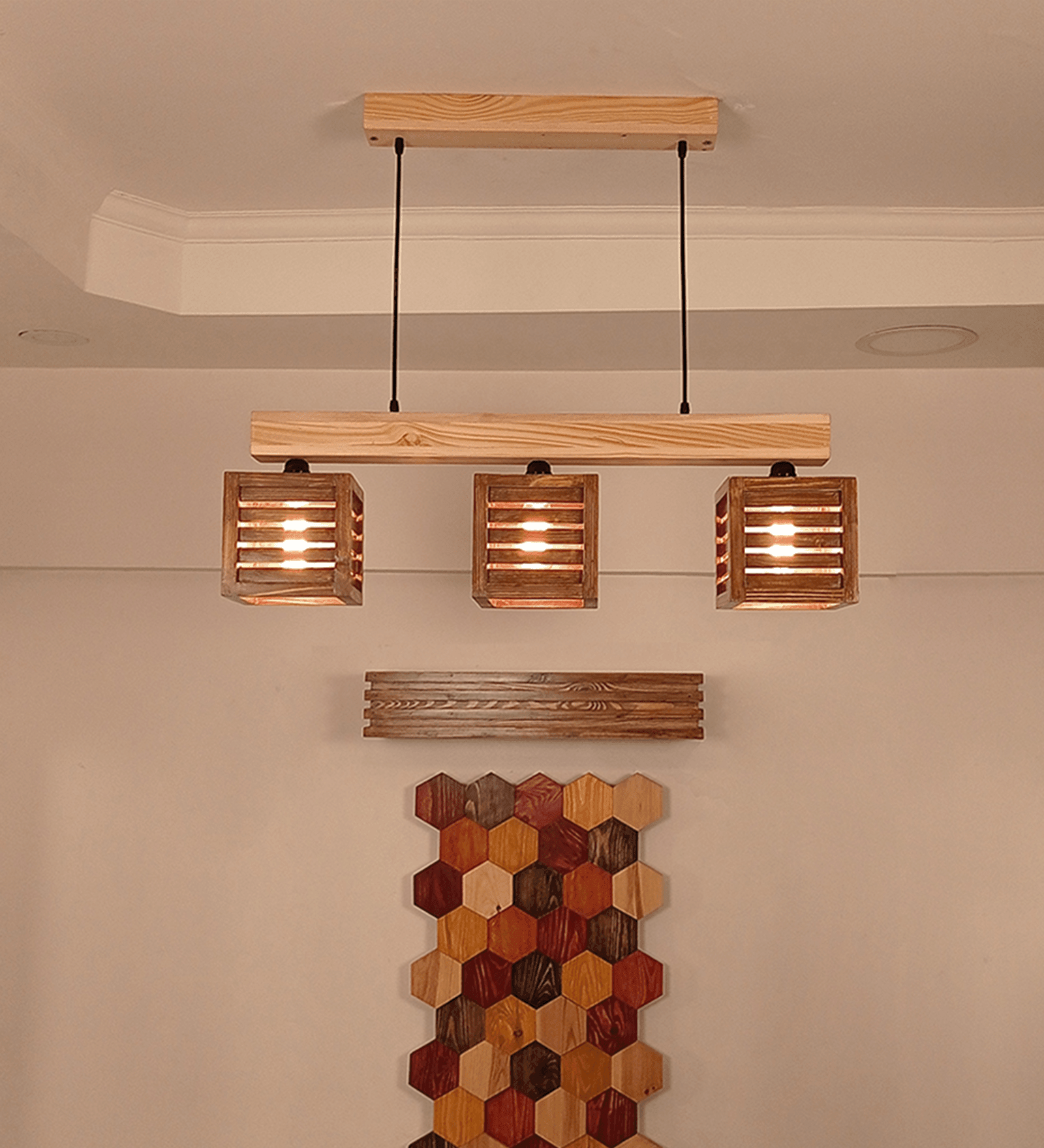 Lyon Brown & Beige Wooden Series Hanging Lamp (BULB NOT INCLUDED) - Ouch Cart 