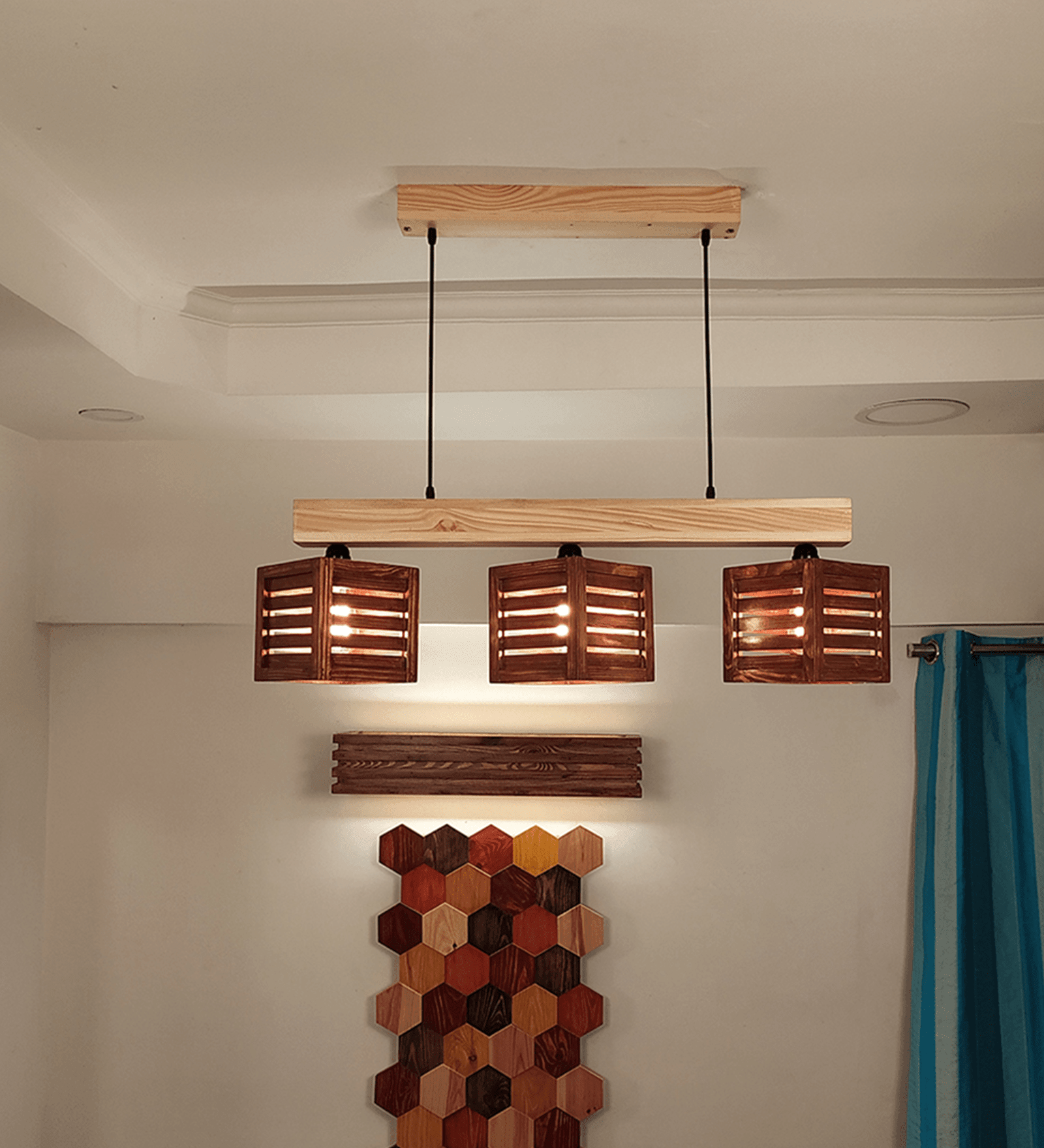 Lyon Brown & Beige Wooden Series Hanging Lamp (BULB NOT INCLUDED) - Ouch Cart 